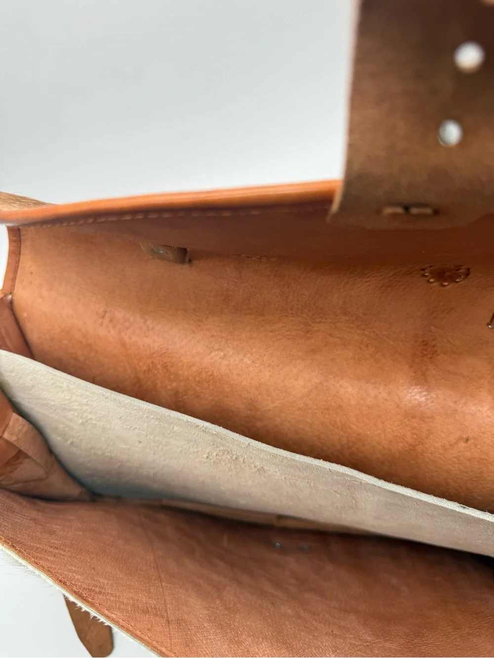 Custom Made in Mexico Genuine Cowhide Leather Western Messenger Bag 🤎